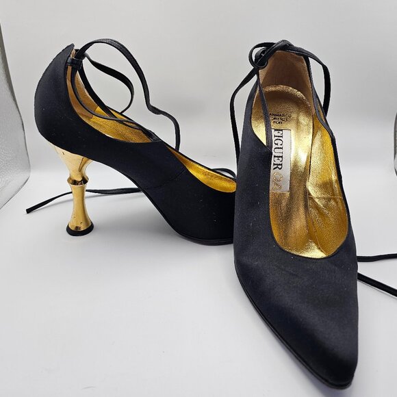 Bernard Figueroa Shoes - Bernard Figueroa Black Sculptural Stiletto Heels – Size 37.5 (US 7.5)